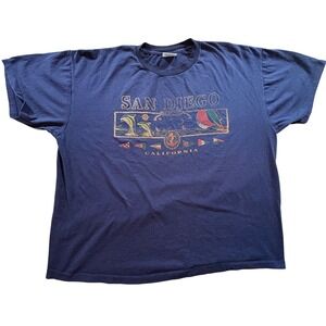 Kingstree Classic San Diego Graphic T-Shirt Mens‎ XL Navy Single Stitch Vintage